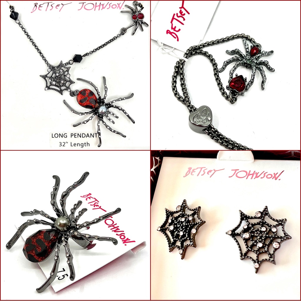 Betsey Johnson ‘Glampire’ Red/Black Spider Jewelry Set X 4 Nwt/Retired!